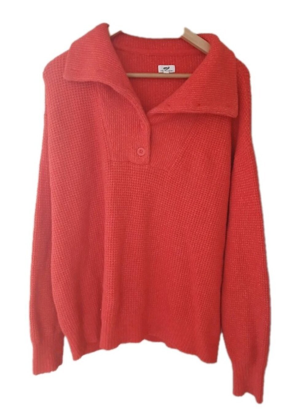 Aerie Cozy Up Waffle Button Sweater